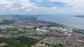 Cave Hill Belfast, Northern ireland. Aerial view on Cliffs. mountains and City