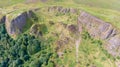 Cave Hill Belfast, Northern ireland. Aerial view on Cliffs. mountains and City