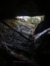 Cave Interior, Metal Hand Rails, Slick Rock Royalty Free Stock Photo