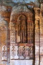 Cave 4 : Jaina Tirthankara images engraved on the inner pillars and walls. Badami caves, Badami, Karnataka.