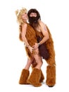 Cave man and cave woman Royalty Free Stock Photo