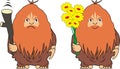 The cave man with a cudgel or with flowers Royalty Free Stock Photo