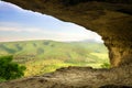 Cave in mountain on sunrise.