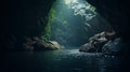 Serene Water Hole In Mysterious Jungle Cave Royalty Free Stock Photo