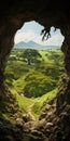 Spectacular Cave With Lone Oak Tree In English Countryside