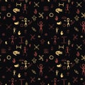 Cave painting pattern. Vector prehistoric art seamless print.