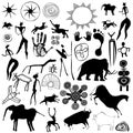 Cave painting - primitive art - vector Royalty Free Stock Photo