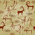 Cave Painting Seamless Pattern