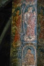 Cave 10: Paintings on Pillars. Buddha images in teaching attitude and lotus