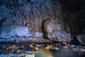 Cave passage with beautiful Stalactites in Thailand Tanlodnoi cave
