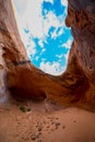 Cave Point Escalante Looking up at the sky from the inside Royalty Free Stock Photo