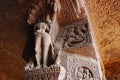 Cave 1, Porch pillar, detail of bracket figure, Aurangabad Caves, Aurangabad, Maharashtra