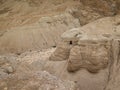 Cave in Qumran National Park an archaeological site near Dead Sea in Israel. Where the Dead Sea Scrolls were found Royalty Free Stock Photo