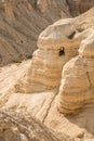 Cave in Qumran, where the dead sea scrolls were found Royalty Free Stock Photo