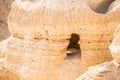 Cave in Qumran, where the dead sea scrolls were found Royalty Free Stock Photo