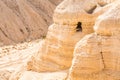 Cave in Qumran, where the dead sea scrolls were found Royalty Free Stock Photo