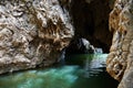 Cave in rock filled with river water