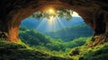 Cave Sunlight Mountain Forest Landscape Royalty Free Stock Photo