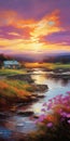 Charming Sunset Image By Artwork In The Style Of Steve Henderson