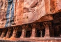 Cave temples ancient red stone art from flat angle Royalty Free Stock Photo