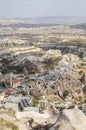 Cave town Uchisar from the ancient mountain fortress. Cappadocia, Turkey. Royalty Free Stock Photo