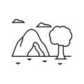 Cave, tree, cloud icon. Simple line, outline vector elements of landscape icons for ui and ux, website or mobile application Royalty Free Stock Photo