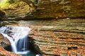 Cave waterfall at Watkins Glen state park Royalty Free Stock Photo