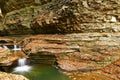 Cave waterfall at Watkins Glen state park Royalty Free Stock Photo