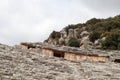 Cavea sitting sections of ancient roman theatre of Myra near Demre, Turkey
