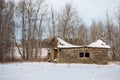 Caved roof on log cabin Royalty Free Stock Photo