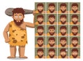 Caveman Family Father Cartoon Character Emotions