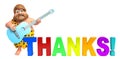 Caveman with Gitar & thanks sign Royalty Free Stock Photo