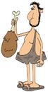 Caveman holding a giant, cooked bird drumstick