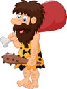 Caveman holding meat