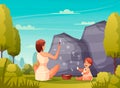 Caveman Painting Flat Composition Royalty Free Stock Photo