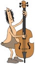 Caveman playing a double bass Royalty Free Stock Photo
