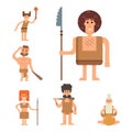 Caveman primitive stone age cartoon neanderthal people character evolution