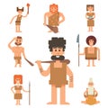 Caveman primitive stone age cartoon neanderthal people character