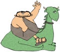 Caveman Riding A Dinosaur