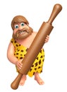 Caveman with rolling pin Royalty Free Stock Photo