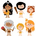 Cavemen people. Vector illustration set Royalty Free Stock Photo