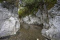 cavernous rock formations in the shape of a gorge belonging to the source of the river Alviela Royalty Free Stock Photo