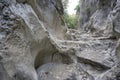 cavernous rock formations in the shape of a gorge belonging to the source of the river Alviela