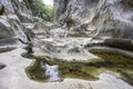 cavernous rock formations in the shape of a gorge belonging to the source of the river Alviela Royalty Free Stock Photo