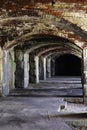 Cavernous walkway at Fort Popham. Royalty Free Stock Photo