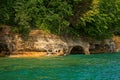 Caves and arch on Grand Island Royalty Free Stock Photo