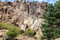 caves in cliff in Monastery of Geghard in Armenia Royalty Free Stock Photo