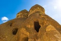 Caves in Fairy Chimneys rock formation Cappadocia Turkey Royalty Free Stock Photo