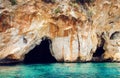 Caves in the Infreschi bay from the sea, Camerota Royalty Free Stock Photo