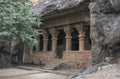 The Nasik caves or Pandavleni caves known as the Pandu caves, also known as the Buddhist Trirashmi caves, were carved from the 1st Royalty Free Stock Photo